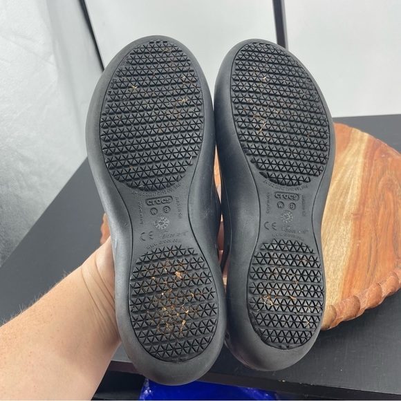 Crocs Womens Kadee Rubber Ballet Flats Black Slingback Slip on resistant Shoes 8 - Picture 5 of 6